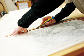美術品や壁画の模写、古文書の取り扱いを体験する