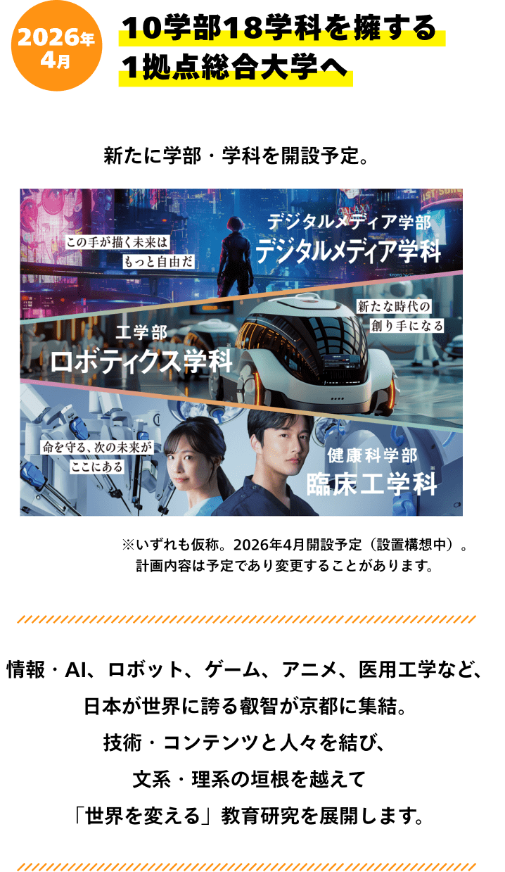 2026年4月 10学部18学科を擁する1拠点総合大学へ