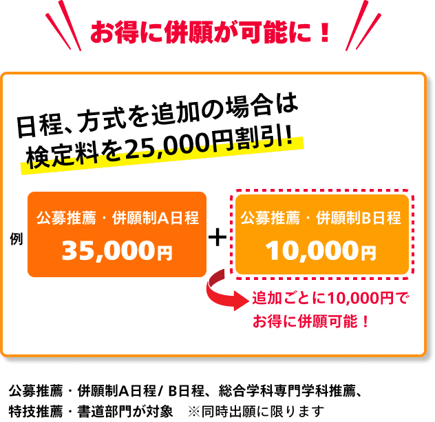 お得に併願が可能に！