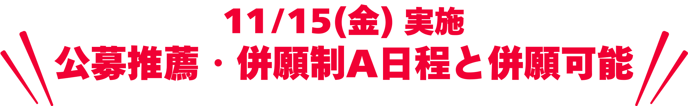 11/15(金) 実施公募推薦・併願制A日程と併願可能