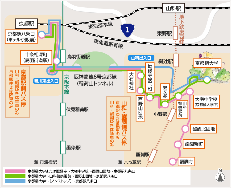 ここ から 京都 駅 まで