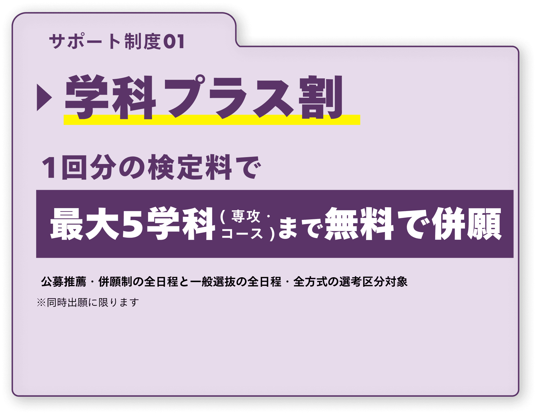 サポート制度01 学科プラス割