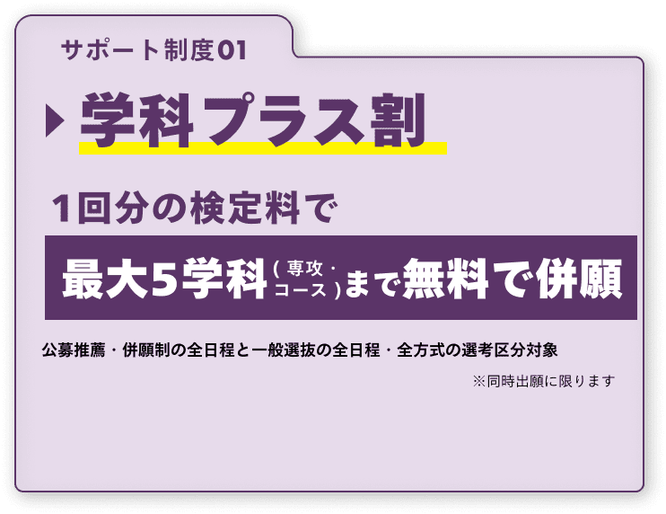 サポート制度01 学科プラス割