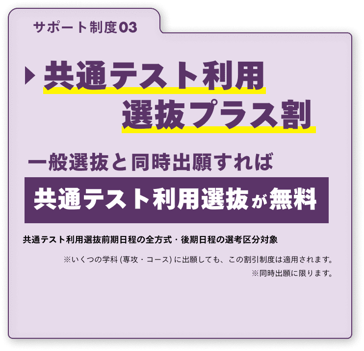 サポート制度03 共通テスト利用選抜プラス割