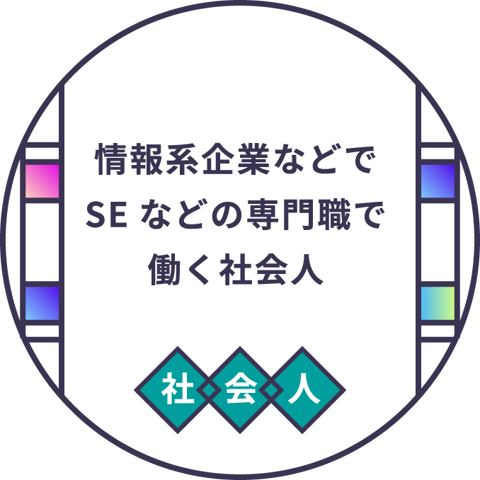 情報系企業等でSEなどの専門職で働く社会人　社会人